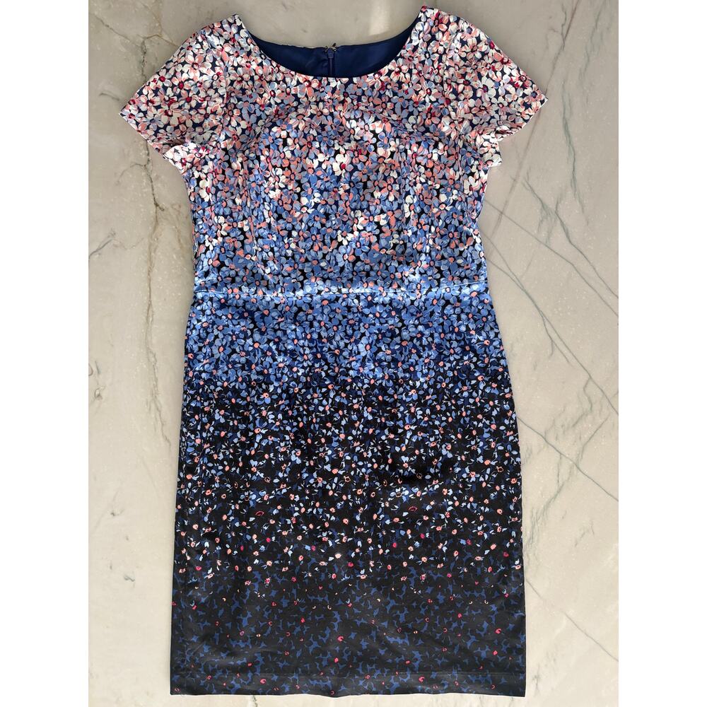 Talbot's Ombre Floral Midi Sheath Dress  Slight Stretch,  Size 10 NWOT